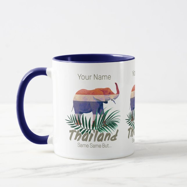 Mug Thaïlande Elephant Drapeau Jungle Feuille Souvenir (Gauche)