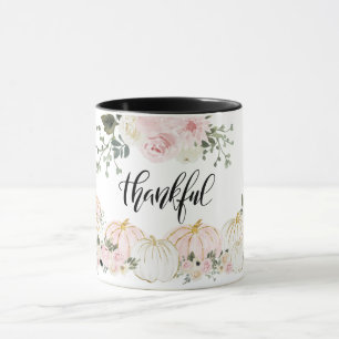Mug Thankful Elegant White Pink