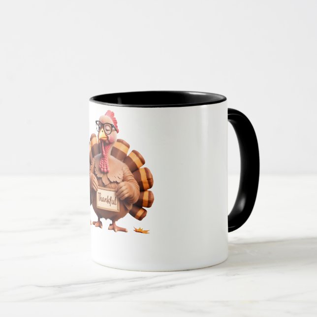 Mug Thankful Turkey Design – Funny Holiday Art (Devant droit)