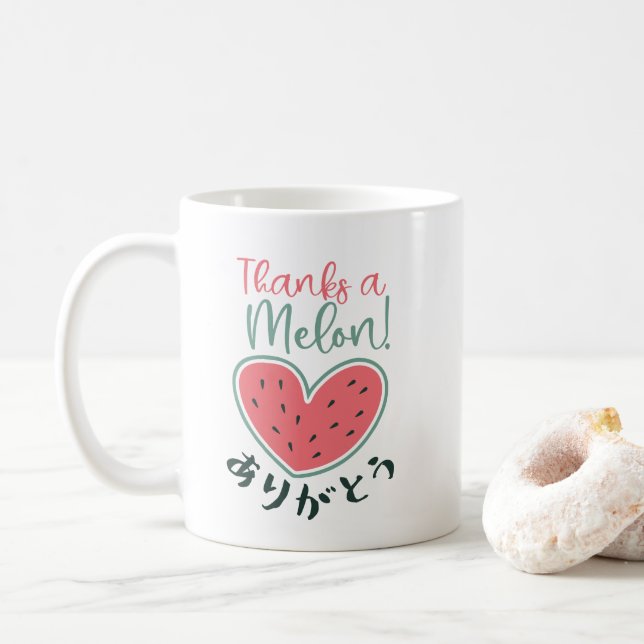 Mug Thanks a Melon Kawaii Heart Watermelon Japanese (Avec donut)