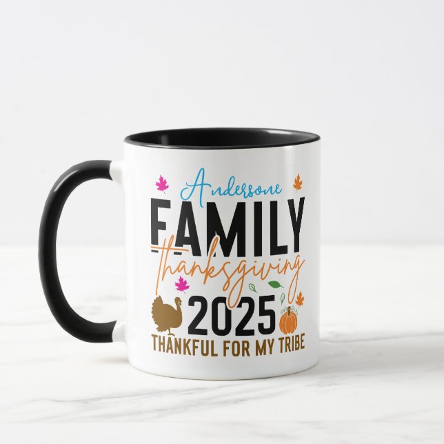 Mug Thanksgiving familial 2025 | Turquie modifiable (Gauche)