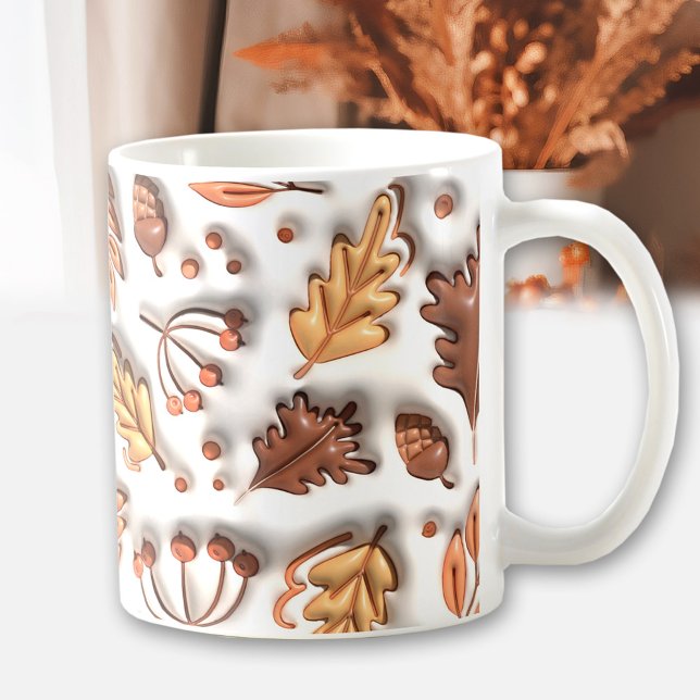 Mug Thanksgiving Inflated Automne Feuilles D'Automne A (Thanksgiving Inflated Fall Autumn Leaves Acorn Coffee Mug)
