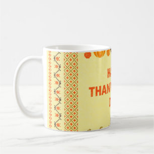 Mug Thanksgiving : retro brodée carte design.