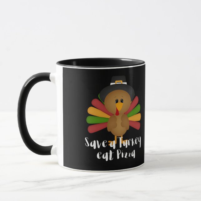 Mug Thanksgiving Sauvez une dinde mangez de la pizza (Gauche)