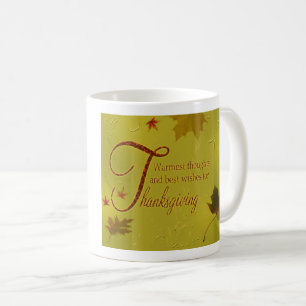 Mug Thanksgiving veut typographie Feuilles