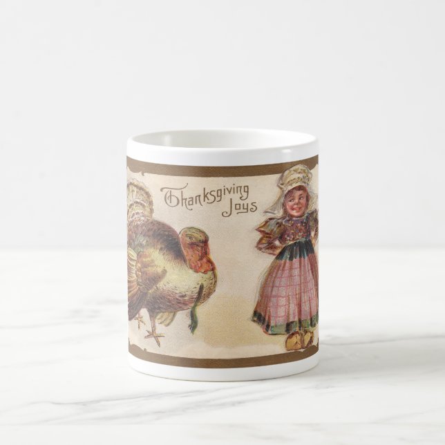 Mug Thanksgiving vintage, Turquie, Fille Pèlerine (Centre)