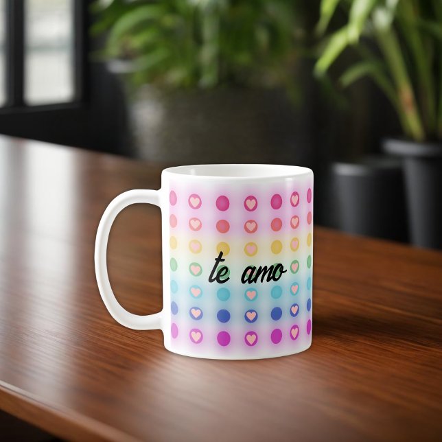 Mug "the amo, mi amor" Arc-en-ciel et coeur romantique (Créateur téléchargé)