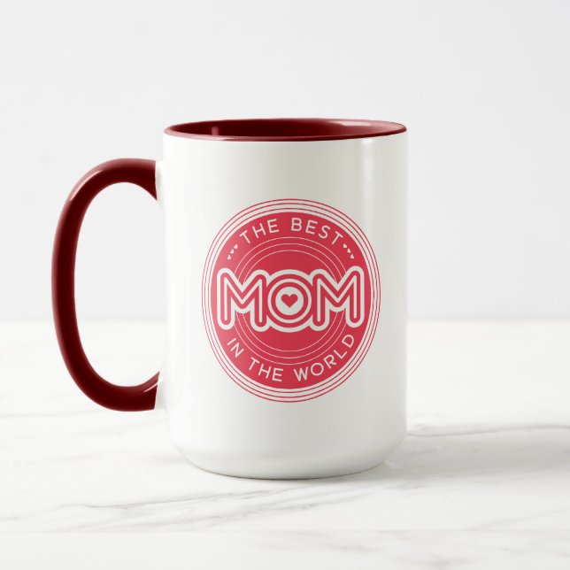Mug The Best Mom in the World Pink Modern Typography (Gauche)