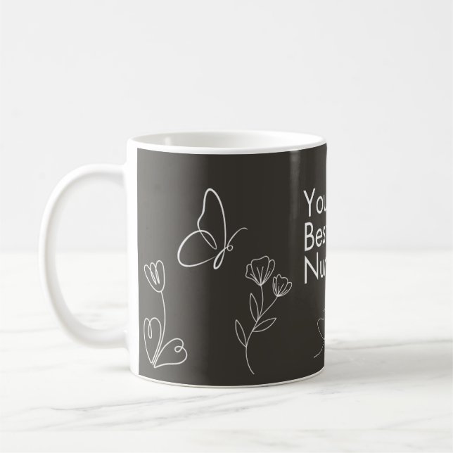 Mug The Best Nurse - Doodle Design (Gauche)
