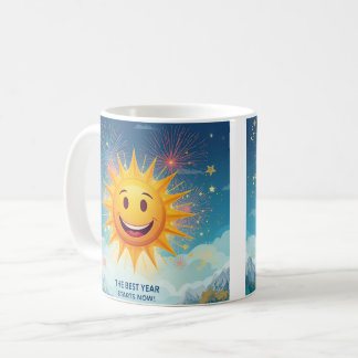 Mug The Best Year Starts Now! Smiling Sun & Fireworks