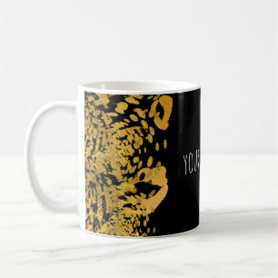 Mug Thé café glamour jungle exotique guépard or et noi