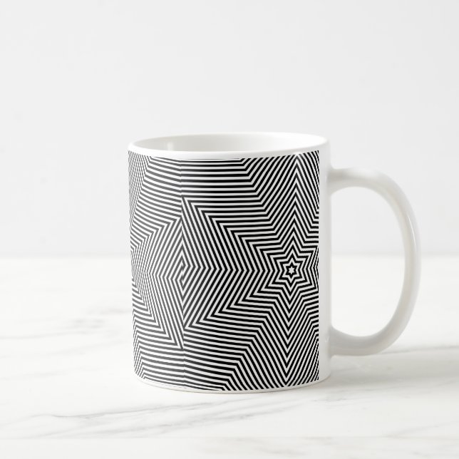 Mug Thé café Motif à rayure blanche géométrique noir (Droite)