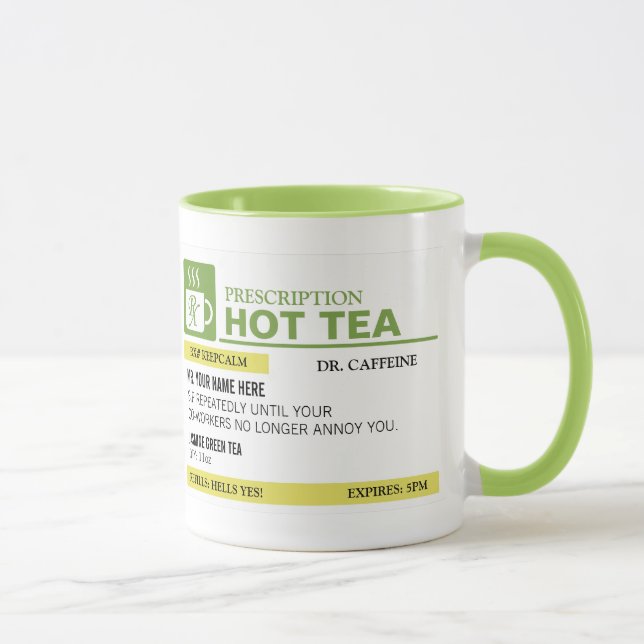 Mug Thé chaud de prescription drôle - vert de chaux (Droite)