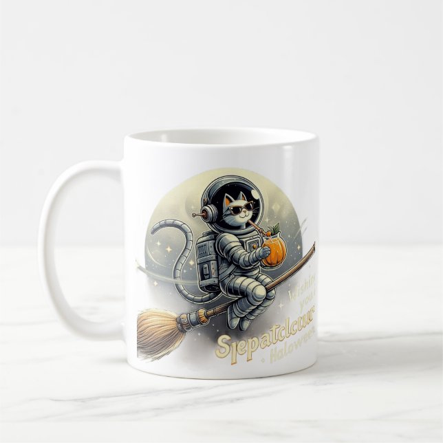 Mug Thé citrouille dans les étoiles : L'astronaute gai (Gauche)