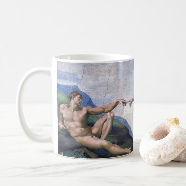 Mug “ The Creation of Adam ” , Michelangelo (Avec donut)