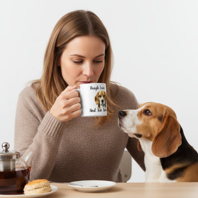 Mug Thé de compagnie Brun basset Personalisez (Créateur téléchargé)