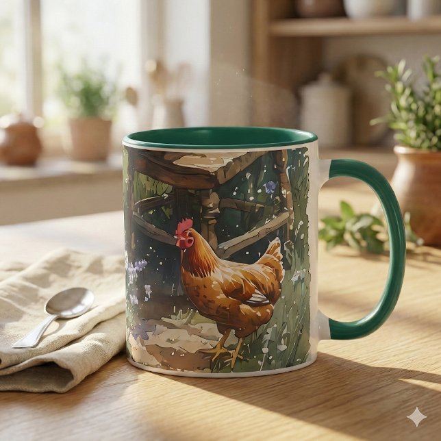 Mug Thé du matin au jardin de campagne à l'aquarelle (Cottage Garden Tea Morning Watercolor Mug Mockup 1)