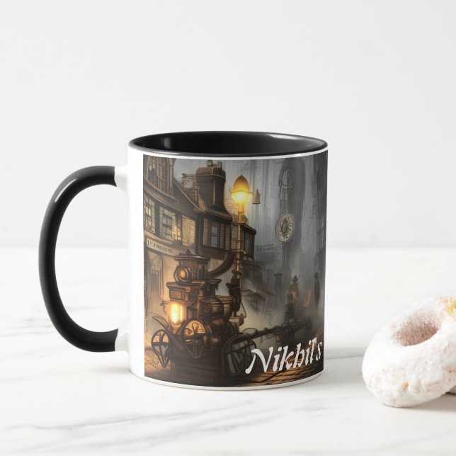 Mug Thé du matin de Nikhil personnalisable (Avec donut)