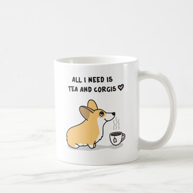 Mug Thé et Corgis [blanc rouge] (Droite)