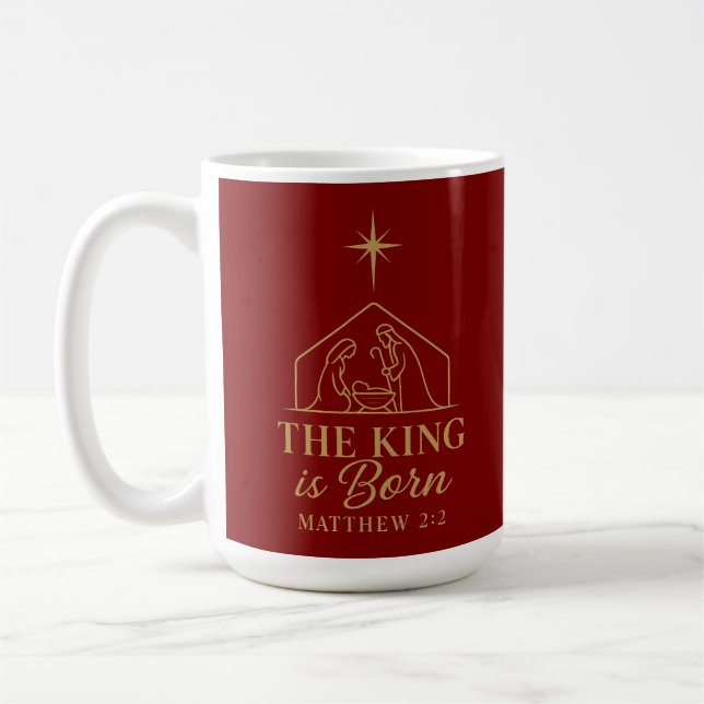 Mug The King Is Born Nativity Christmas Design (Gauche)