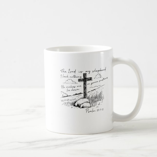 Mug The Lord Is My Shepherd Psalm 23 Cross Meadow  (Droite)