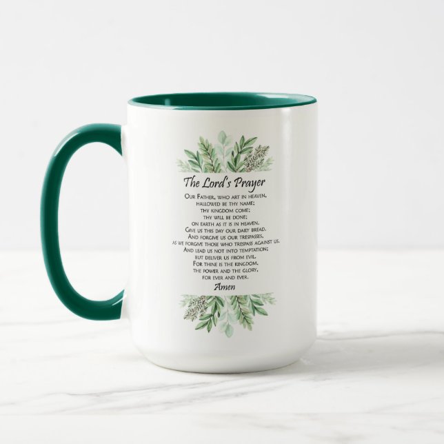 Mug The Lord's Prayer with Greenery ~ Matthew 6:9-13 (Gauche)