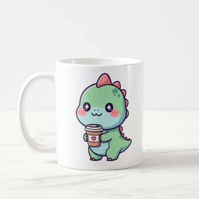 Mug Thé-Rex - Dinosaure mignon avec Café (Gauche)