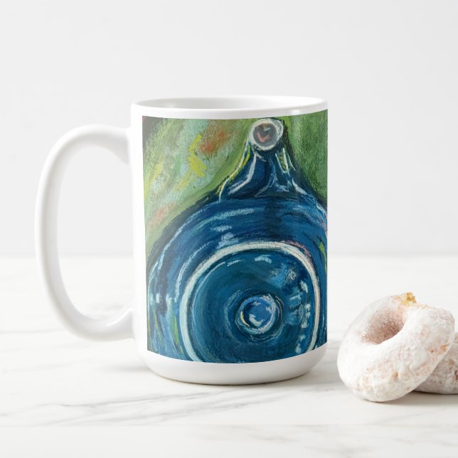 Mug Théière bleue et œuvre d'art Chai (Avec donut)