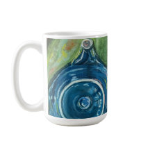 Théière bleue et œuvre d'art Chai