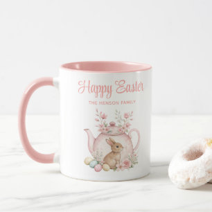 Mug Théière de Pâques personnalisée Famille Lapin
