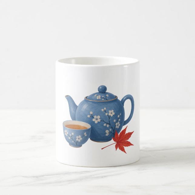 Mug Théière et feuille d'érable d'automne (Centre)