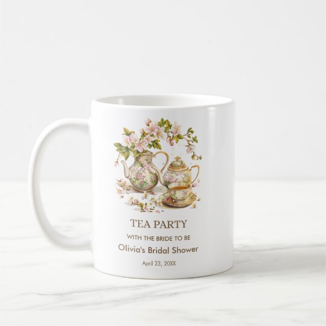 Mug Théière florale Fête de thé Enterrement de vie de  (Gauche)