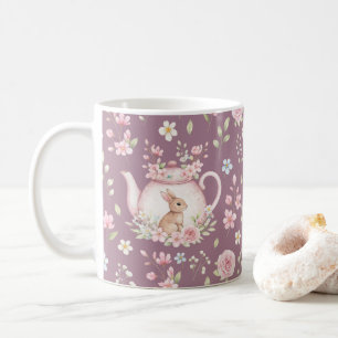 Mug Théière Lapin Fantaisiste Floral Printemps 