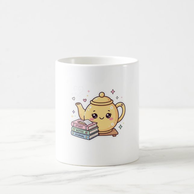 Mug Théière Mignonne Kawaii Cahier de Notes Autocollan (Centre)