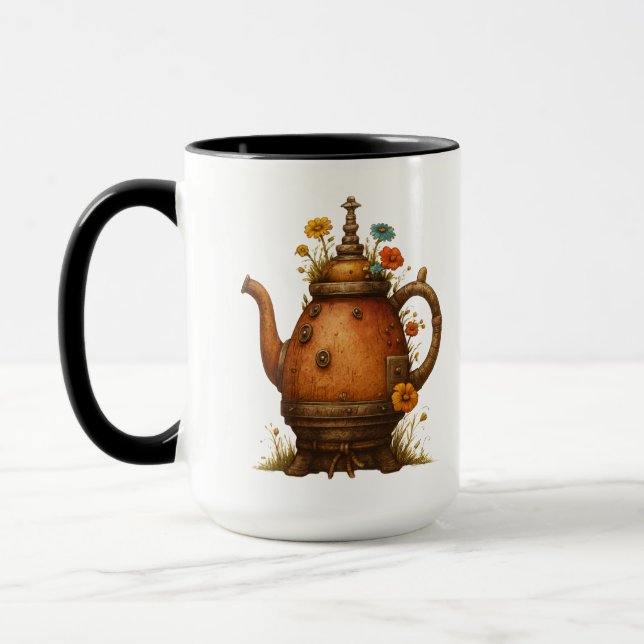 Mug Théière vintage florale d'art Steampunk (Gauche)