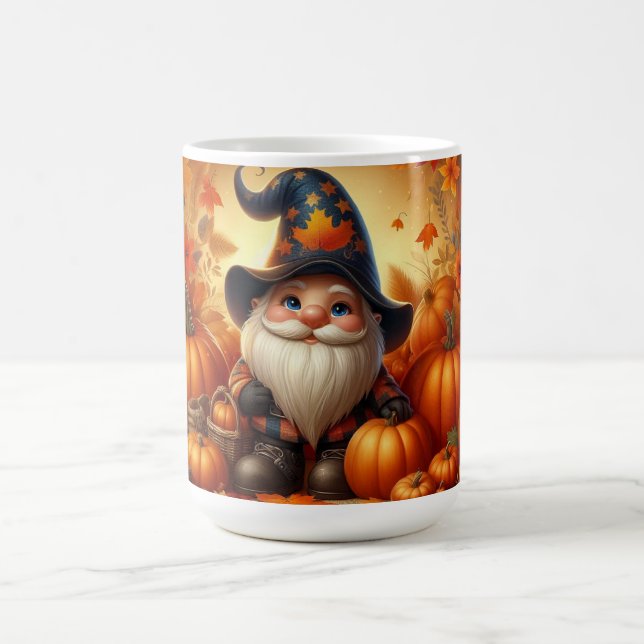 Mug Thème d'automne avec Gnome et Citrouille (Centre)