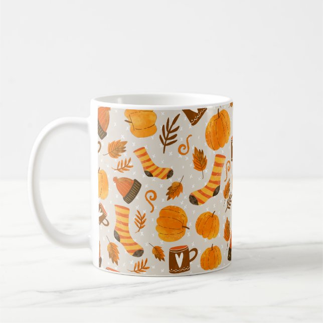 Mug Thème d'automne Carrelage Motif transparent (Gauche)