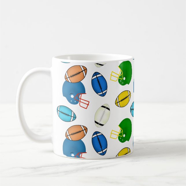 Mug Thème de ballons de football et de casques (Gauche)