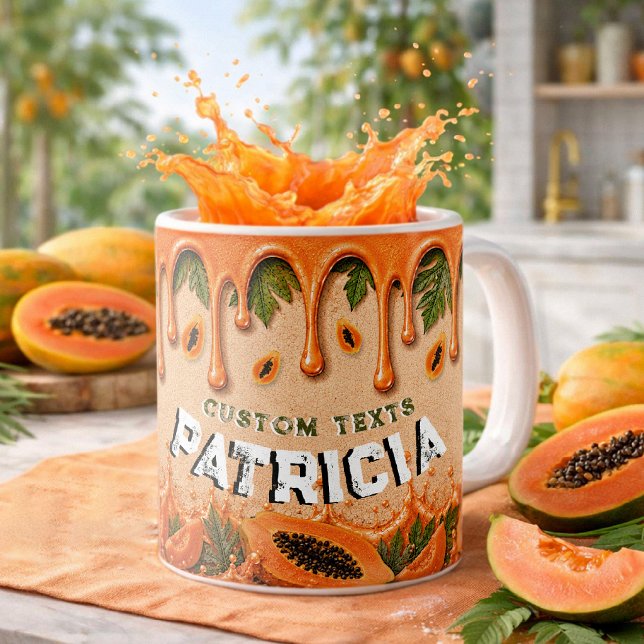 Mug Thème de fruit papaye pour soirée tropicale rétro  (Créateur téléchargé)