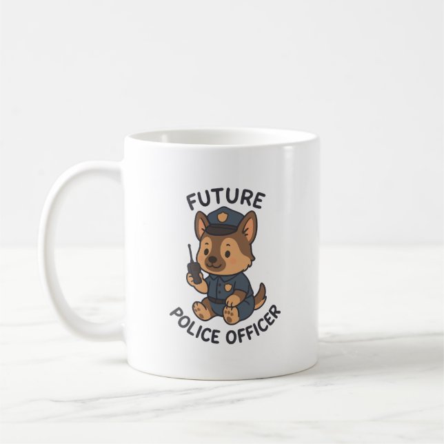 Mug Thème de futur policier de chien mignon (Gauche)