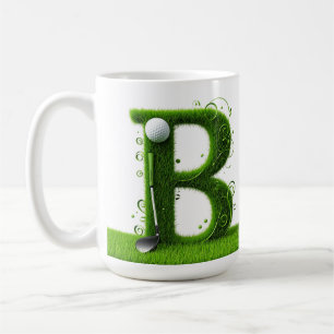 Mug Thème de golf avec lettres d'herbe, balles et club