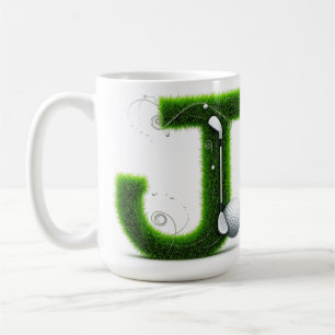 Mug Thème de lettre d'herbe de golf avec balles et clu