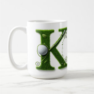 Mug Thème de lettre d'herbe de golf avec balles et clu