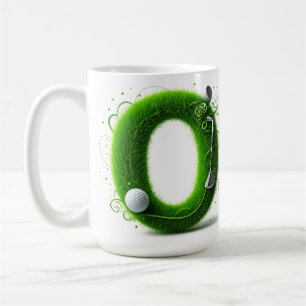 Mug Thème de lettre d'herbe de golf avec balles et clu