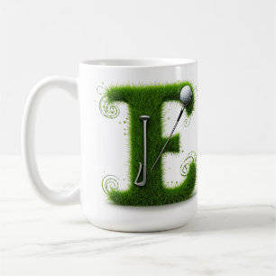 Mug Thème de lettre d'herbe de golf avec balles et clu
