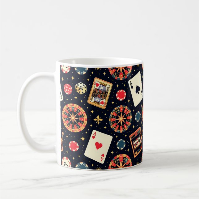 Mug Thème de motif de casino sur fond noir (Gauche)