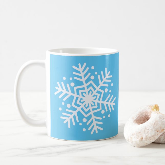 Mug Thème de Noël des Flammes de neige bleues et blanc (Avec donut)