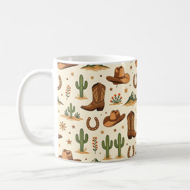 Mug Thème de pays occidental avec cactus (Gauche)