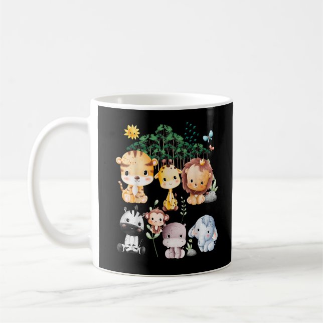 Mug Thème de safari faune animale jungle forêt mignon  (Gauche)