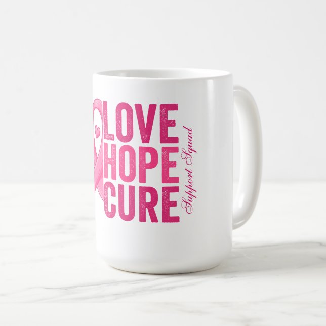 Mug Thème de sensibilisation au cancer du sein rose et (Devant droit)